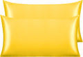 Ntbay 2 Pack Satin King Pillowcases for Hair and Skin, Luxurious and Silky Pillow Cases with Envelope Closure, 20x40 Inches, Yellow 2 Pack…