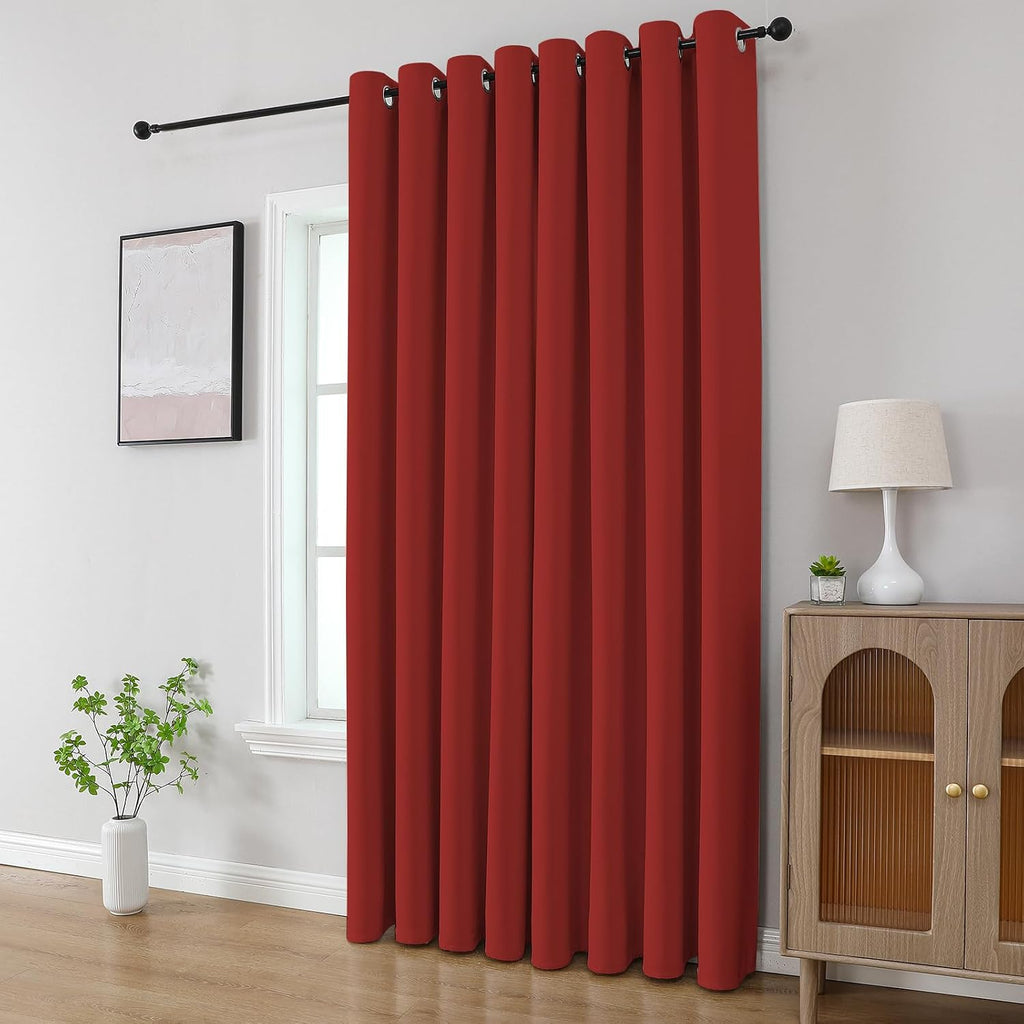 CUCRAF Custom Red Blackout Curtains 1 Panel Set, Thermal Insulated Grommet Room Darkening Curtain for Living Room Bedroom, Light Blocking…