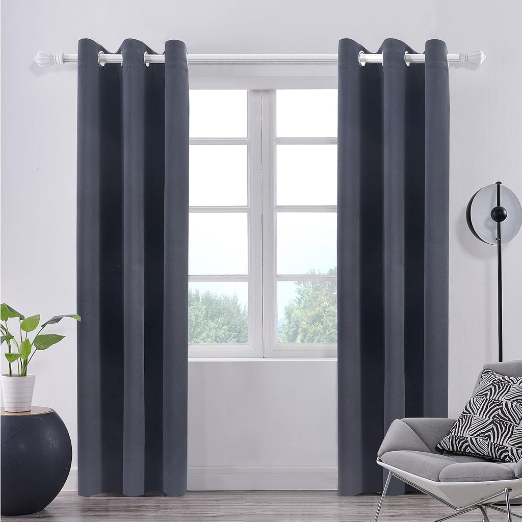 Pickluc Grey Blackout Curtain Panels with Grommet, Light Blocking Drapes for Bedroom, Thermal Insulated, Noise Reduction, Privacy Protectio…