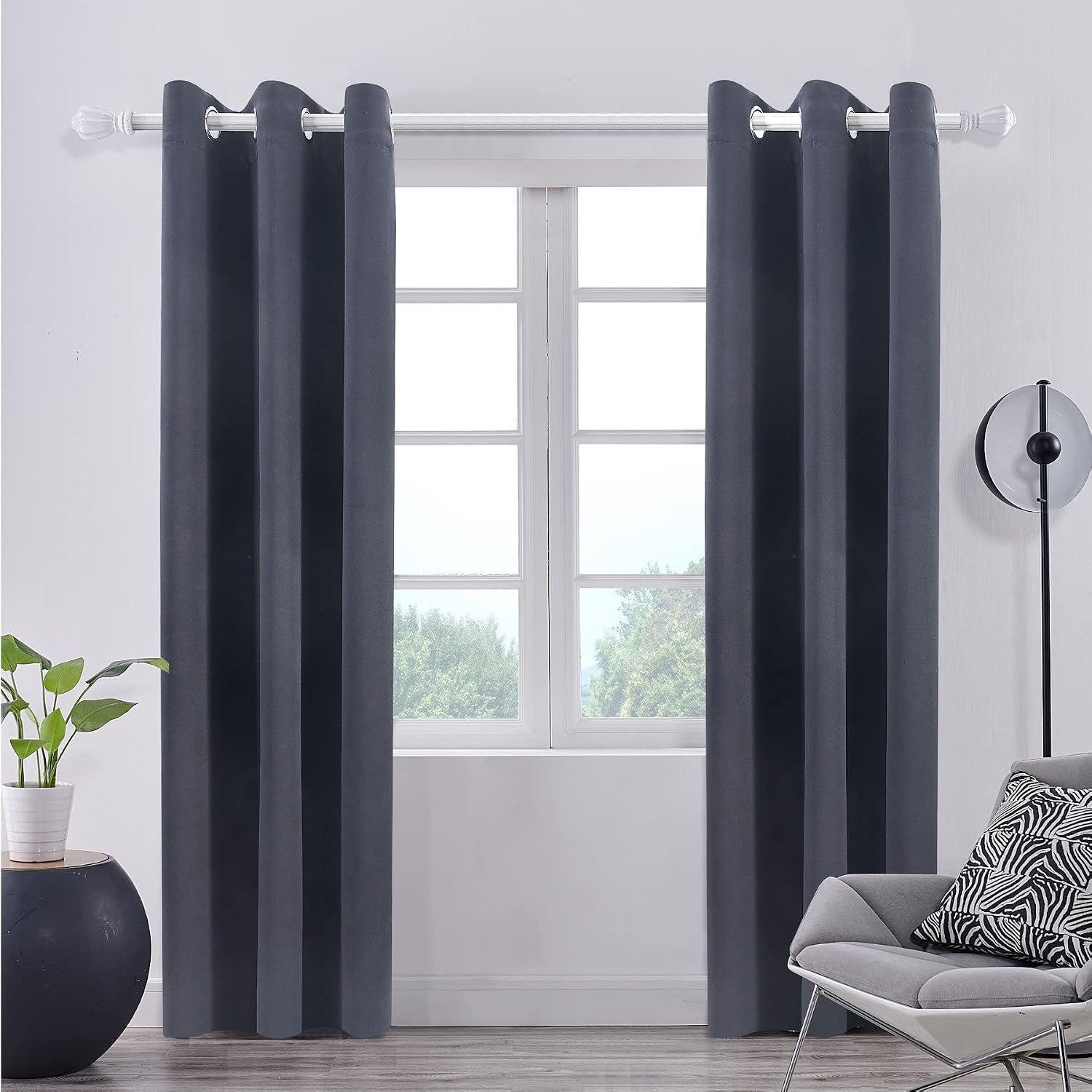 Pickluc Grey Blackout Curtain Panels with Grommet, Light Blocking Drapes for Bedroom, Thermal Insulated, Noise Reduction, Privacy Protectio…