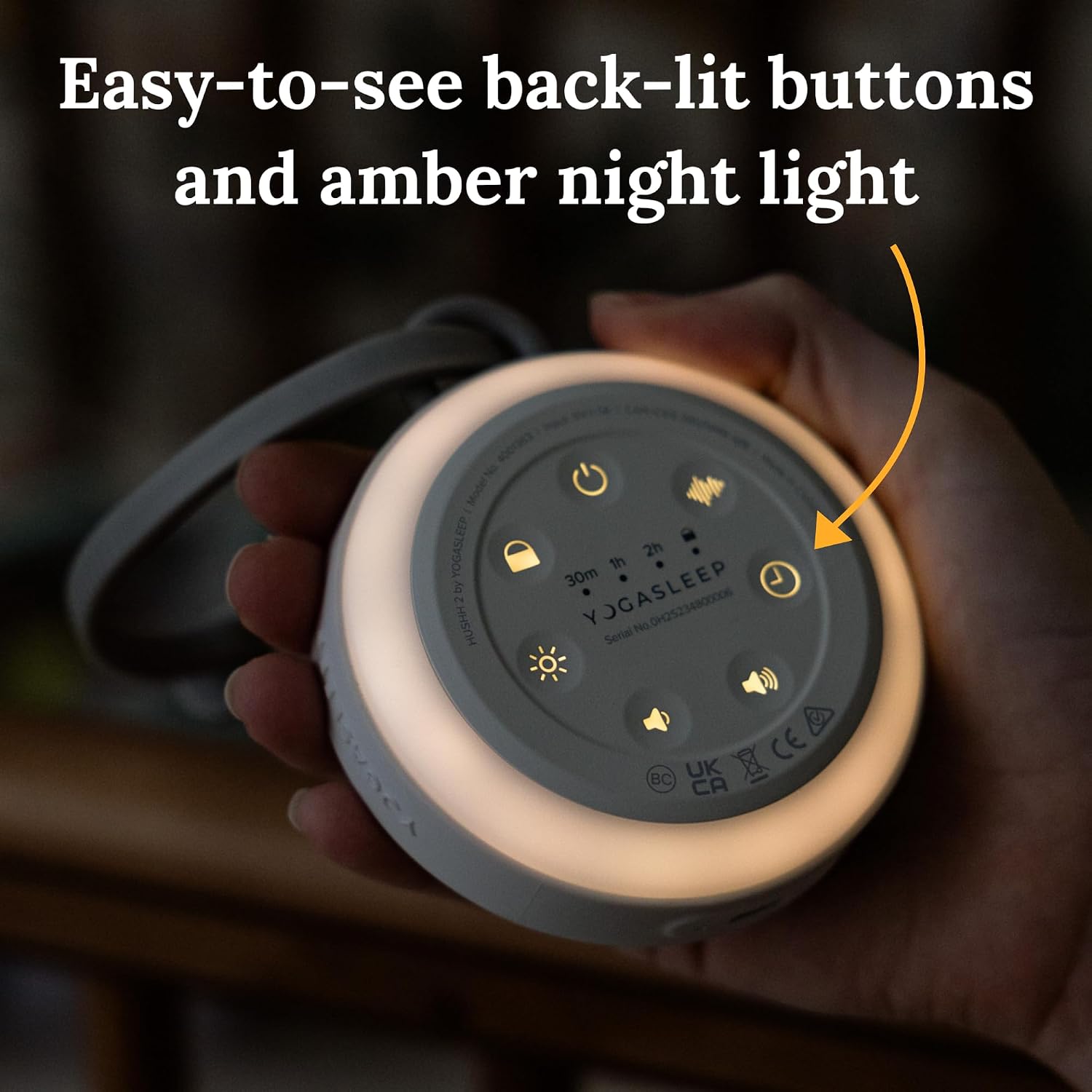 Yogasleep Hushh 2 Portable Sound Machine for Baby & Kids, New Reinforced Clip, Backlit Buttons, Night Light, 6 Soothing Natural Sounds…