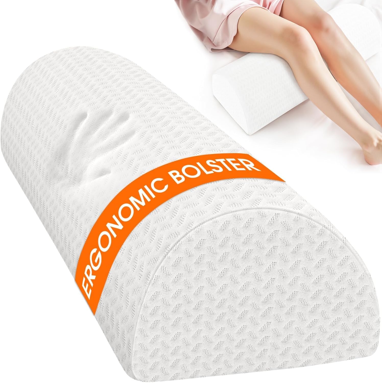 SweetSlubr SweetSlubr Knee Pillow for Side Sleepers, Half Moon Memory Foam Bolster Pillow for Legs, Ergonomic Design Wedge Elevation…