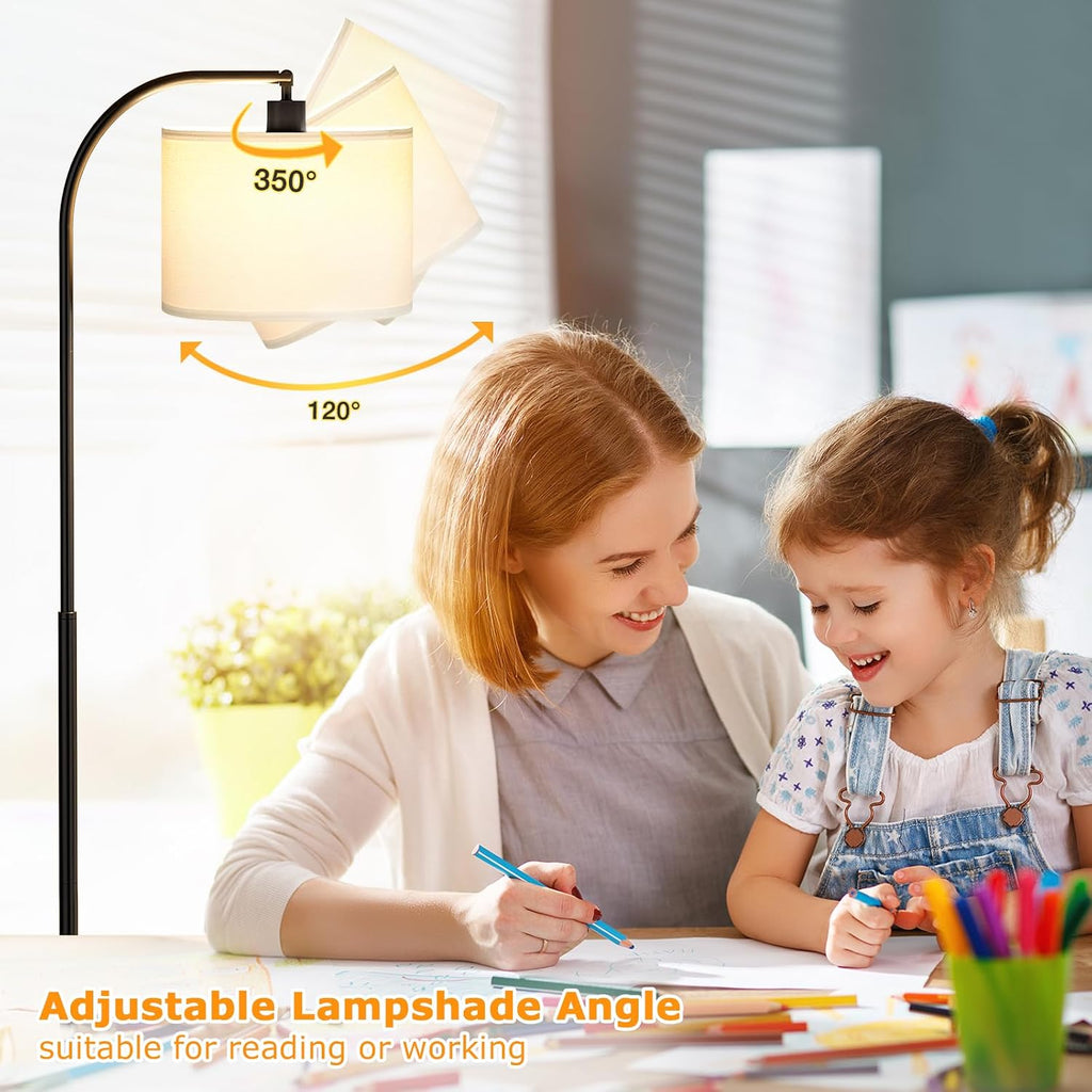 Ambimall Arc Floor Lamp with Remote and Stepless Dimmable Bulb, Colors Temperature & Brightness Adjustable, Floor Lamps for Living Room(Whi…