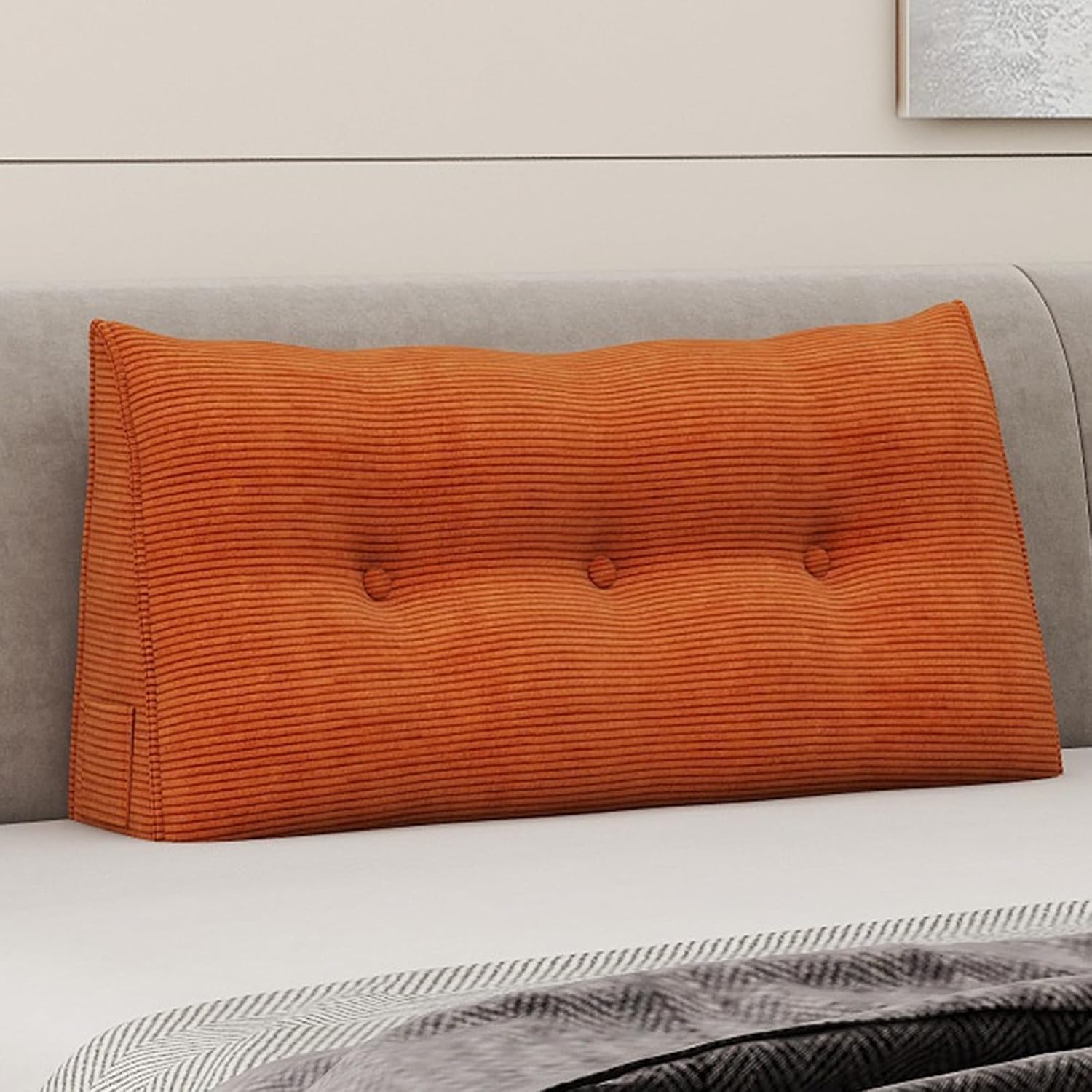 Reading Pillow for Sitting Up in Bed, Wedge Pillow for Adults, Corduroy Twin Size Cloud Cushion with Removable Cover, Backrest Support…