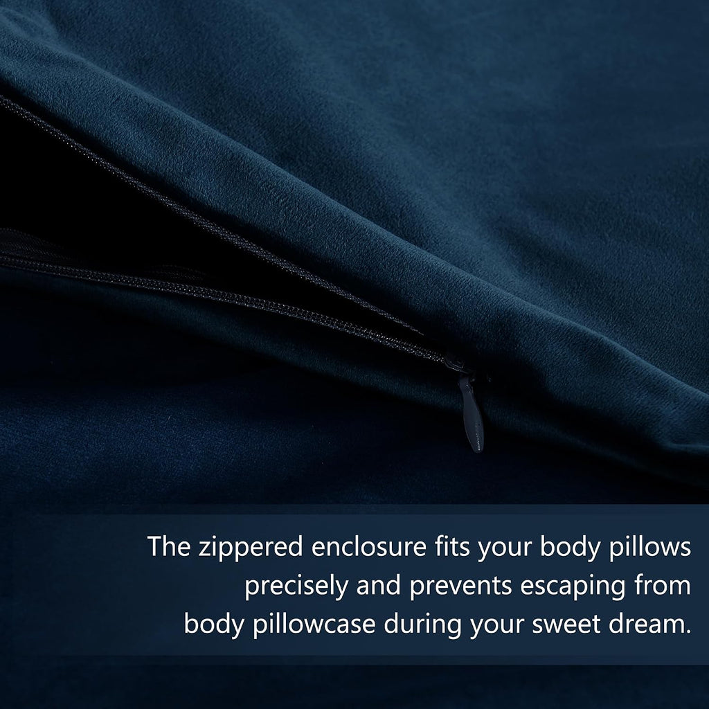 StangH Bed Pillow Pillowcase Thick Soft Velvet Fabric Zippered Pillow Covers for Bed/Couch/Sofa, Queen Size (Navy Blue, 20 x 30 inches) Set…