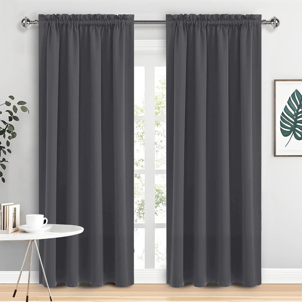 Dwcn Blackout Curtains for Living Room 95 Inch Length 2 Panels Set, Solid Thermal Insulated Energy Saving Rod Pocket Window Treatment Curta…