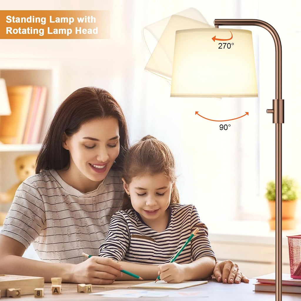 Ambimall Fully Dimmable Floor Lamp with 9W LED Bulb - Standing Lamp for Living Room with Adjustable Head, Modern Tall Light with Rotary…