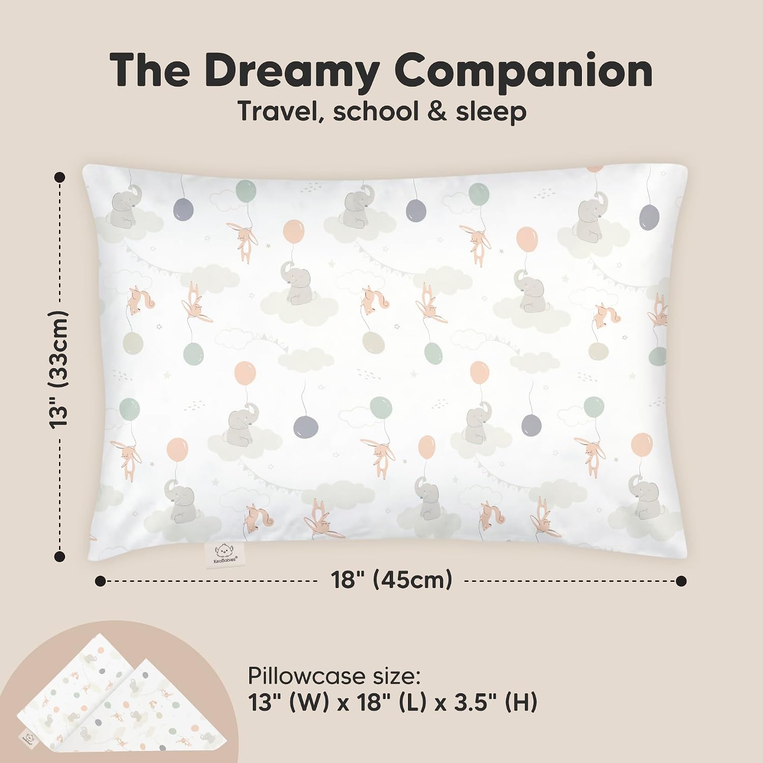 Toddler Pillow with Pillowcase - 13x18 My Little Dreamy Kids Travel Bed Pillows for Sleeping, Organic Cotton Small Pillowcase, Soft &…