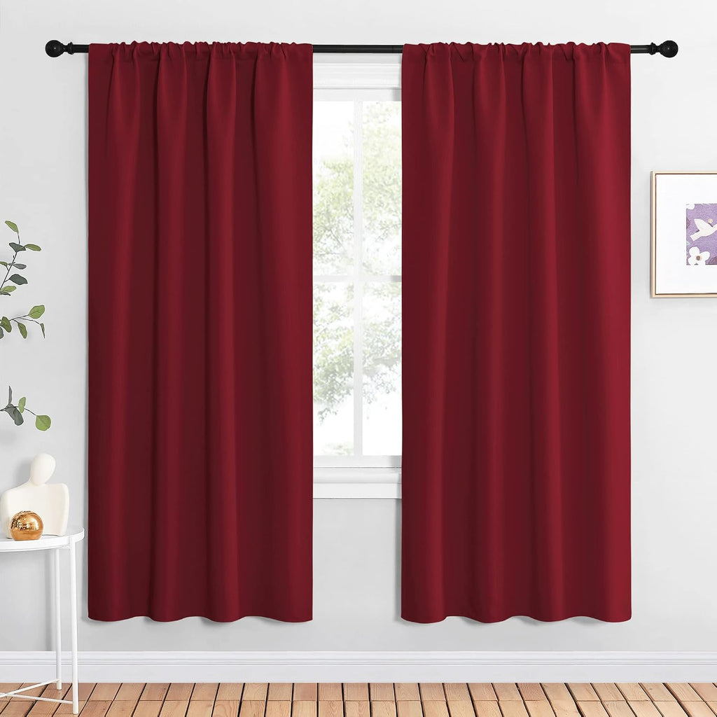 NICETOWN Christmas Burgundy Red Blackout Curtains 72 inches Long, Privacy Room Darkening Drapes for Doorways, Loft (Set of 2, 42 inches…
