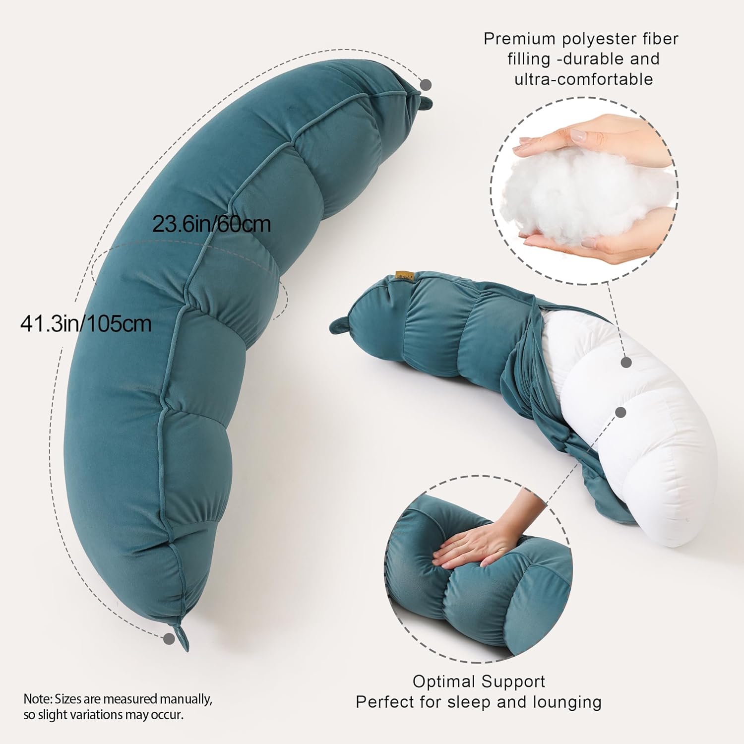 Peallow(Pat. Pend) – Long Round Body Pillow for Adults, Bolster Pillow for Sleeping, Soft and Supportive Pillow for Sleeping & Lumbar…