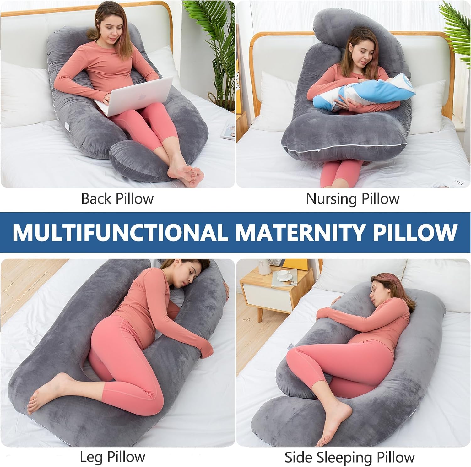 Shredded Memory Foam Body Pillow, Pregnancy Pillows for Sleeping, Maternity Pillow for Pregnant Women, Memory Foam Filling U Shaped Body…