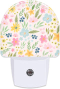 Watercolor Spring Flowers Night Light for Kids, Pink Botanical Leaves Floral Night Light Plug in with Dusk to Dawn Sensor,0.5w Energy…