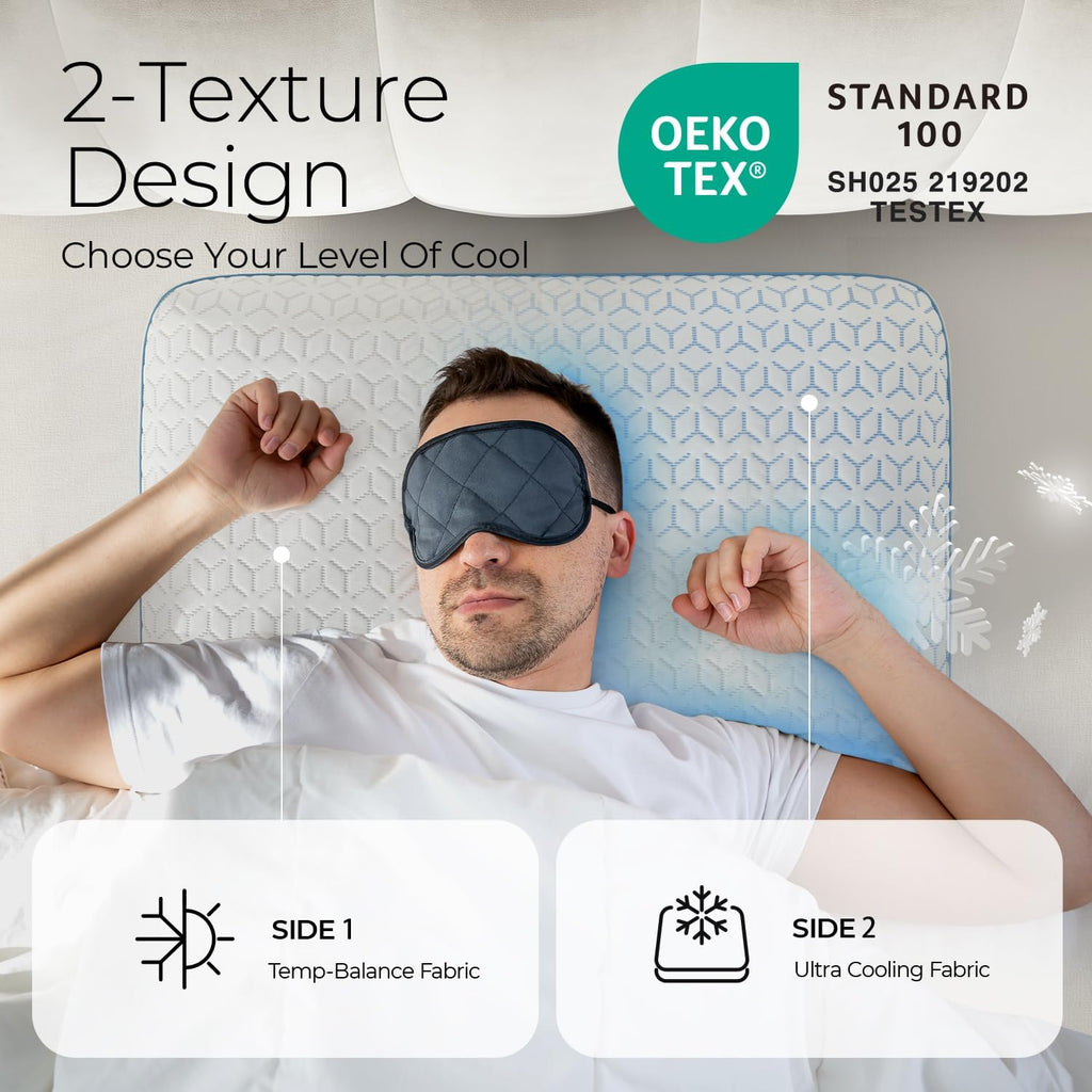 Sweetnight Cooling Pillows, Memory Foam Pillows Queen Size Set of 2, Almohadas para Dormir for Hot Sleepers