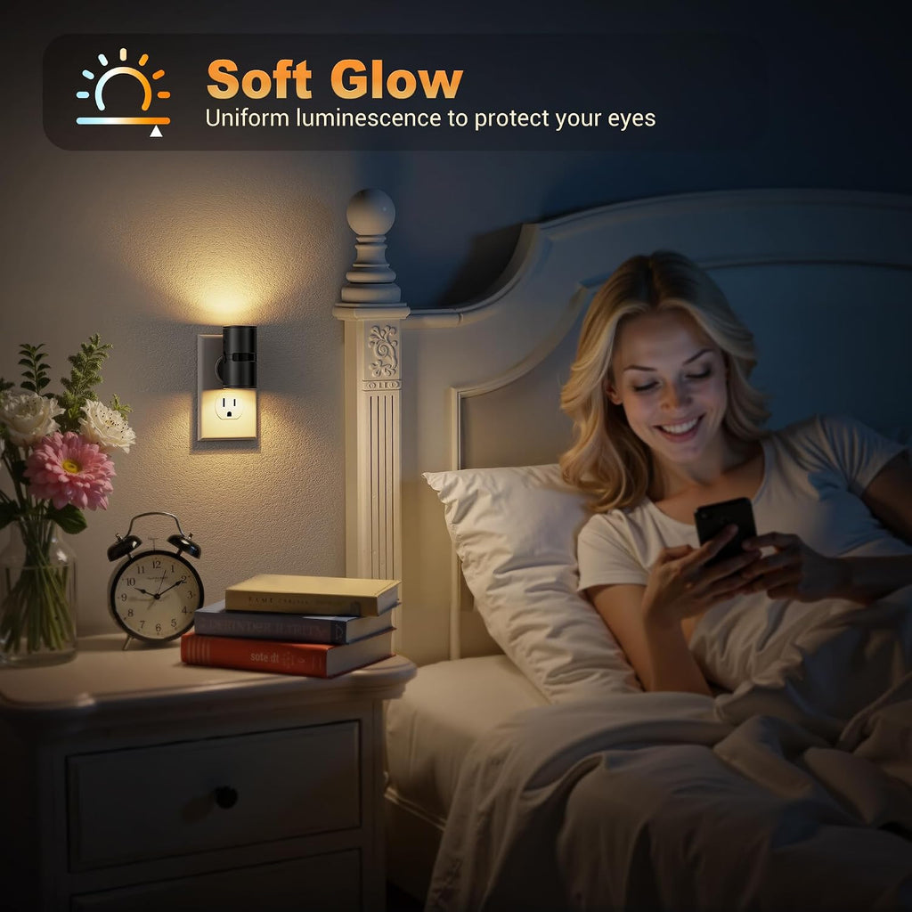 JandCase Motion Night Light, Rotating Night Lights Plug into Wall, 3 Colors 3000K-5000K-Amber, Dusk to Dawn & Motion Sensor, 3 Level…