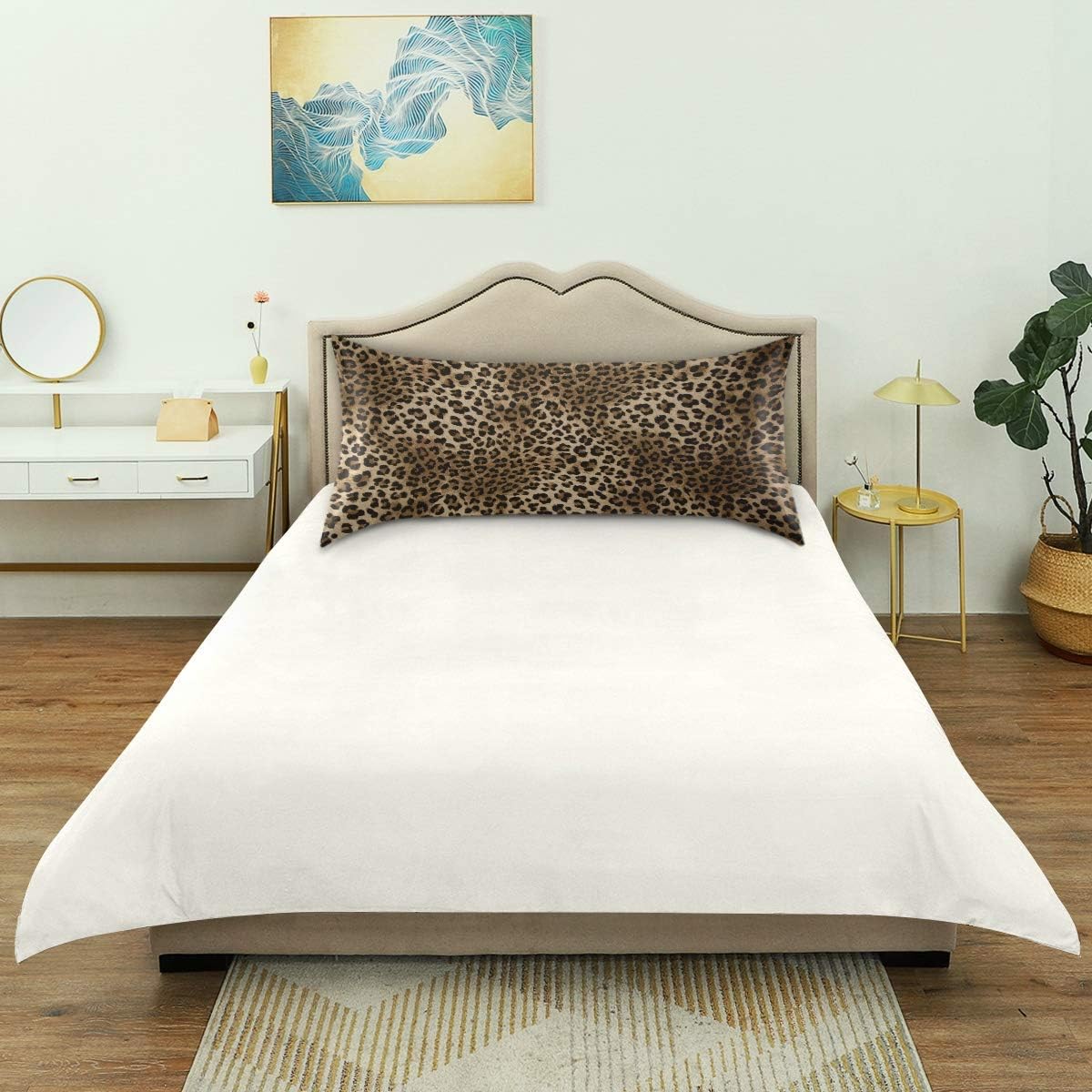 Satin Pillowcase for Hair and Skin, King Size Animal Leopard Skin Decorative Pillow Sham with Envelope Closure Pillow Cover for Bedroom…