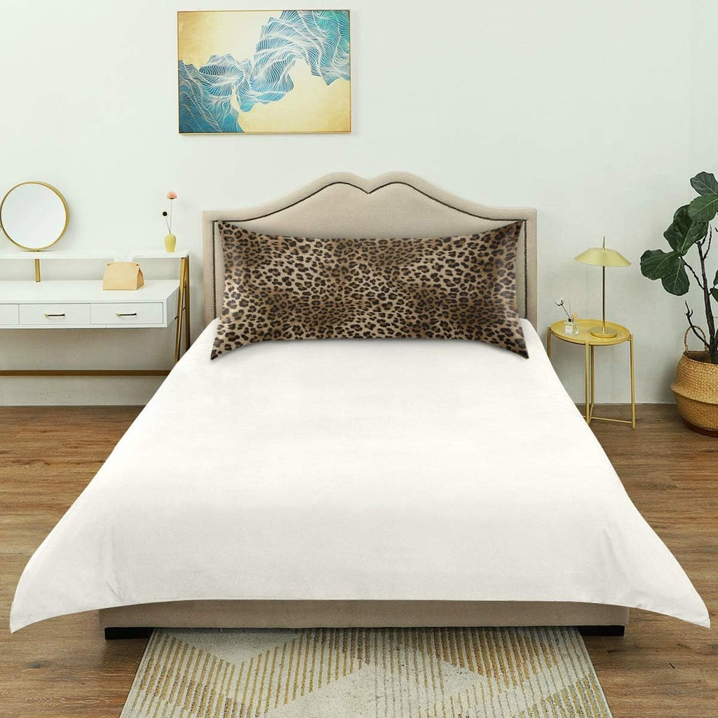Satin Pillowcase for Hair and Skin, Queen Size Animal Leopard Skin Decorative Pillow Sham with Envelope Closure Pillow Cover for Bedroom…