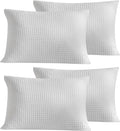 Warmdern Waffle Weave Pillowcases Standard Size 4 Pack Pillow Cases Soft Microfiber Pillow Case Covers Set of 4 Boho Woven Textured Pillowc…