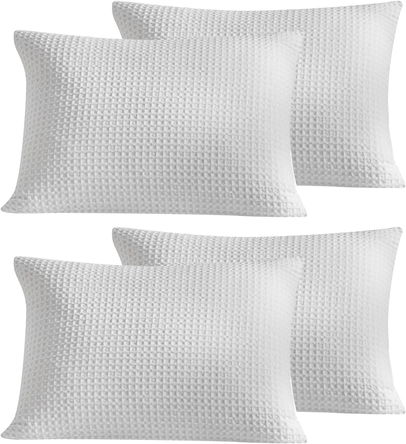 Warmdern Waffle Weave Pillowcases King Size 4 Pack Pillow Cases Soft Microfiber Pillow Case Covers Set of 4 Boho Woven Textured Pillowcase…