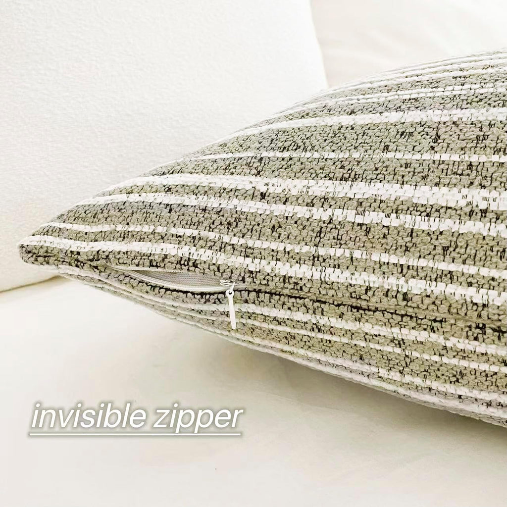 Slow Cow Boho Chenille Textured Woven Stripe Throw Pillow Covers 18x18 Decorative Cushion Cover Striped Square Pillow Cover Pillow Case