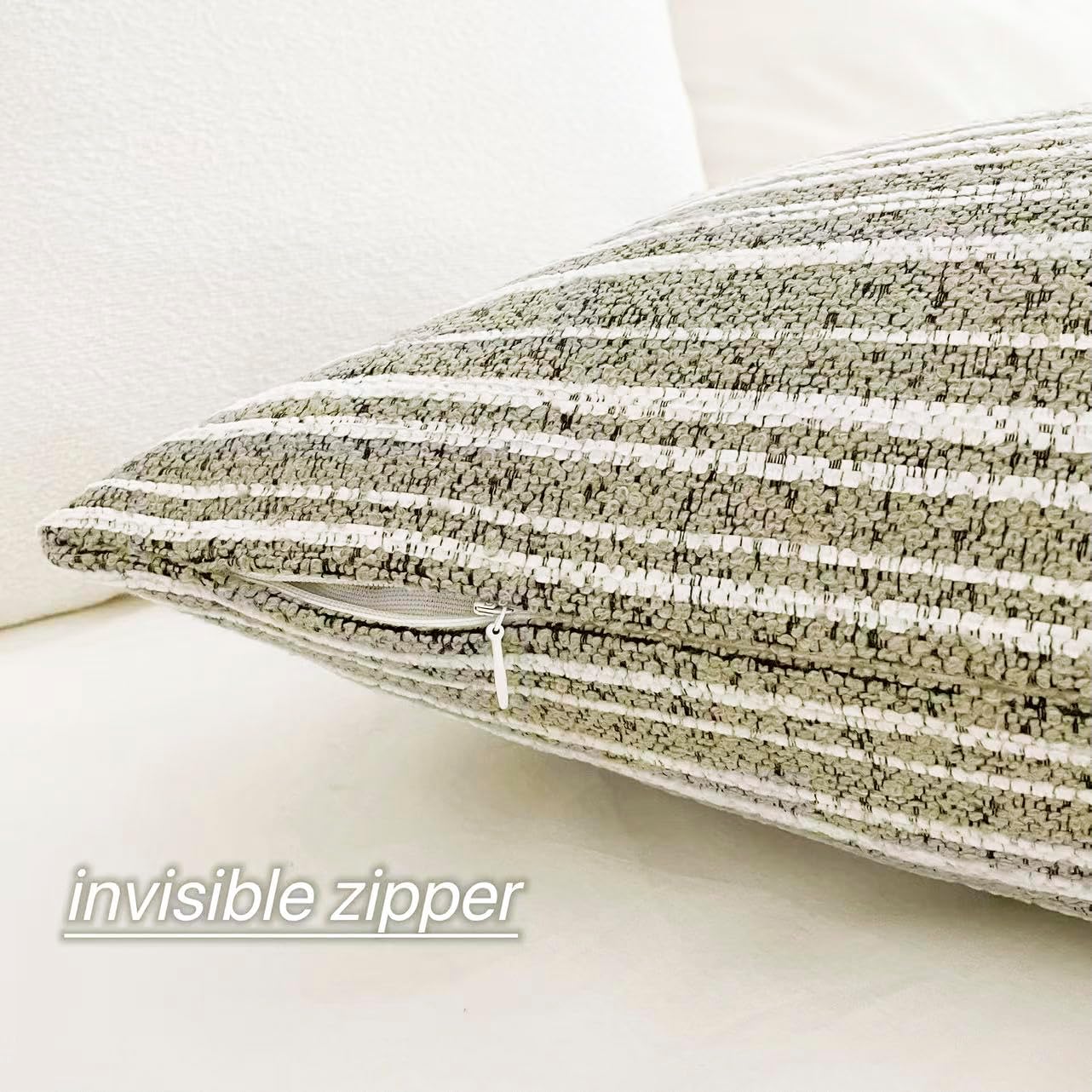 Slow Cow Boho Chenille Textured Woven Stripe Throw Pillow Covers 18x18 Decorative Cushion Cover Striped Square Pillow Cover Pillow Case