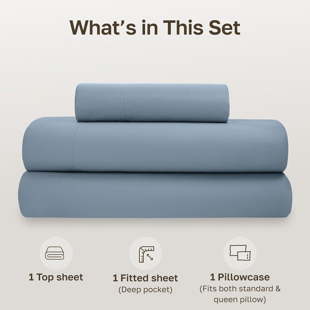 CaliforniaDesignDen California Design Den Twin Size Sheets Set - Soft 100% Organic Cotton Sheets with Deep Pockets, Crisp Percale, Breathab…