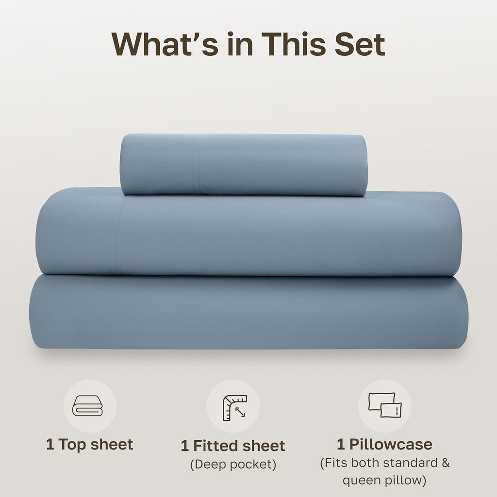 CaliforniaDesignDen California Design Den Twin XL Bed Sheets Set - Soft 100% Organic Sheets with Deep Pockets, Crisp Percale, Breathable an…