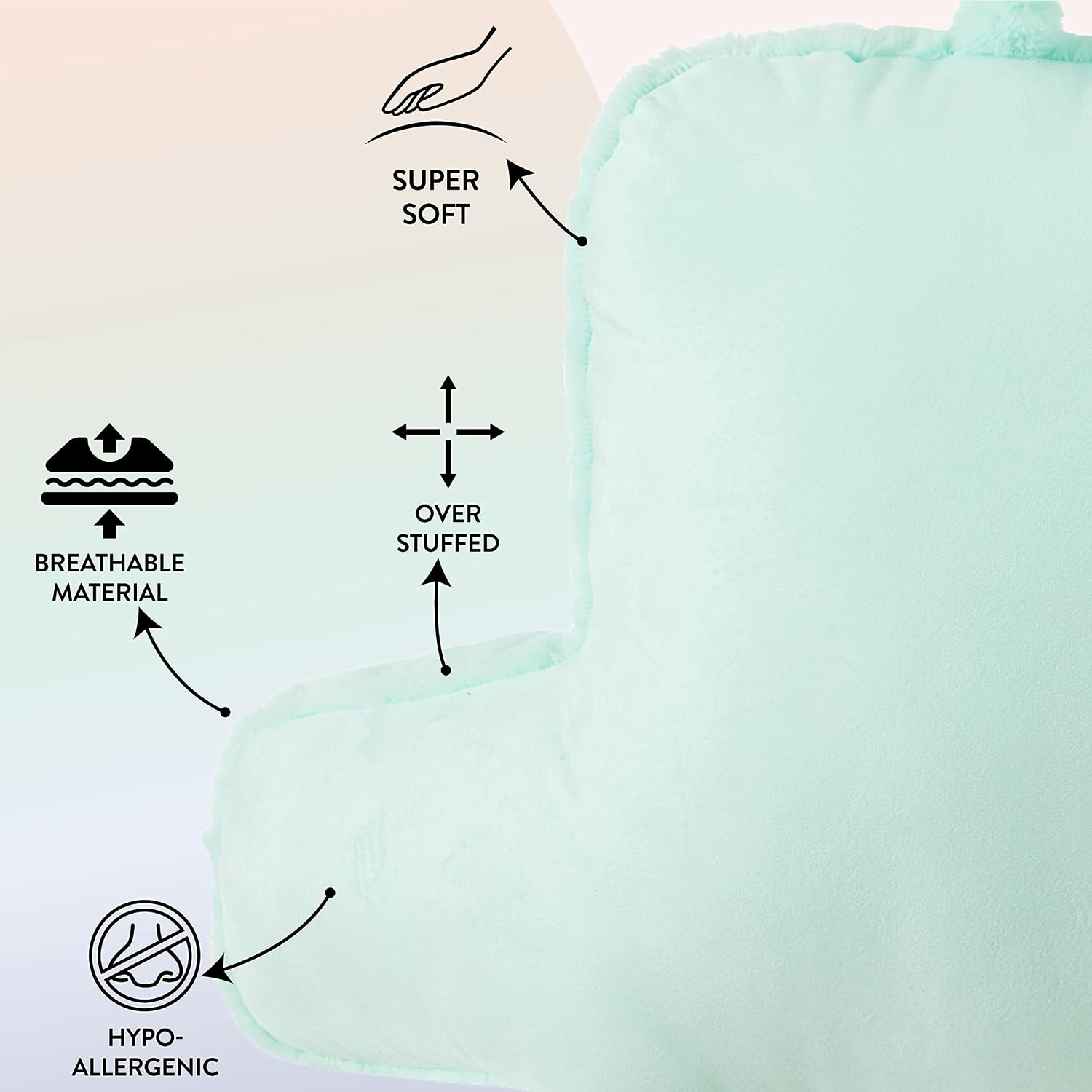 Urban Lifestyle Rabbit Faux Fur Backrest Pillow, Mint