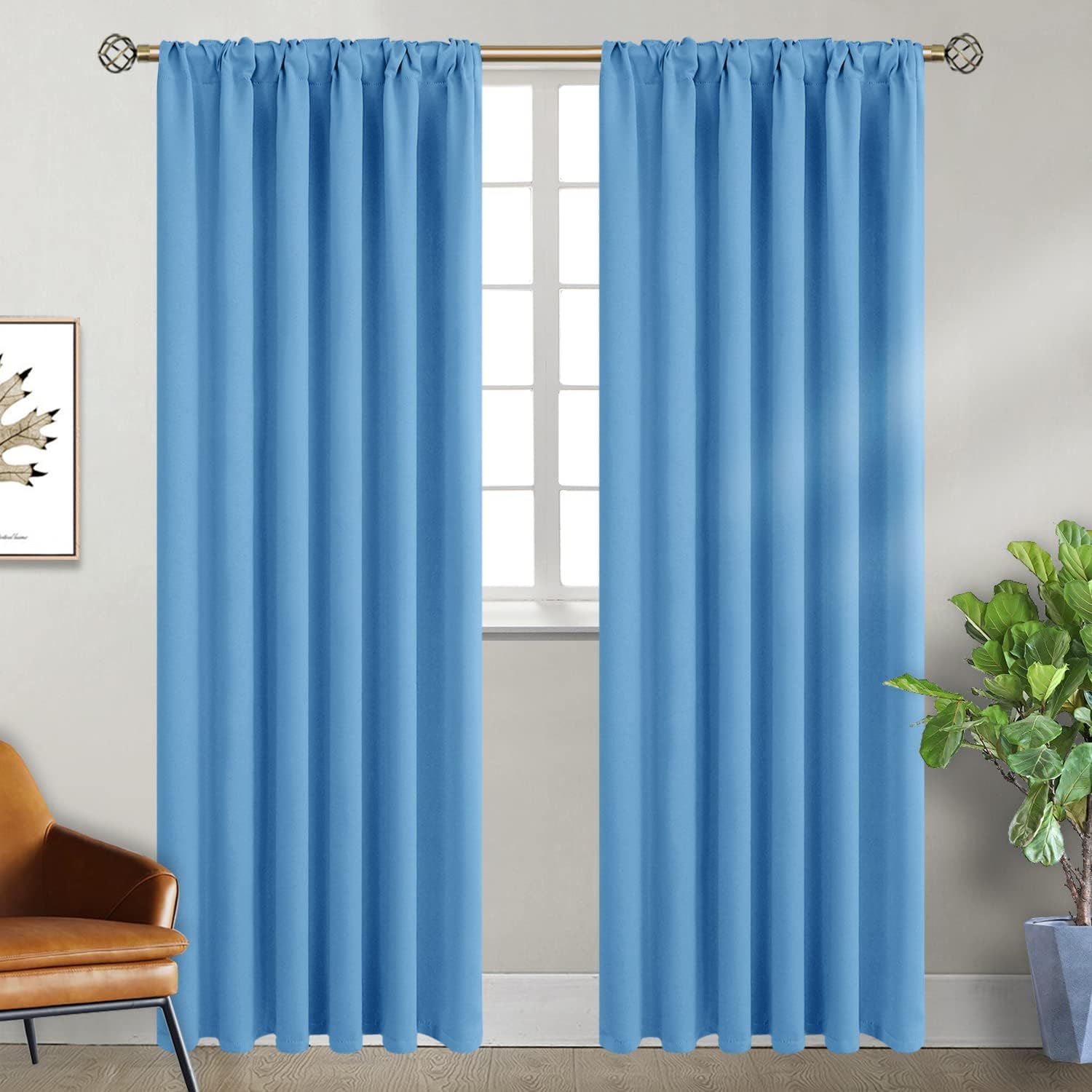 BGment Rod Pocket and Back Tab Curtains for Bedroom - Thermal Insulated Room Darkening Curtains for Living Room, 2 Window Curtain Panels (5…