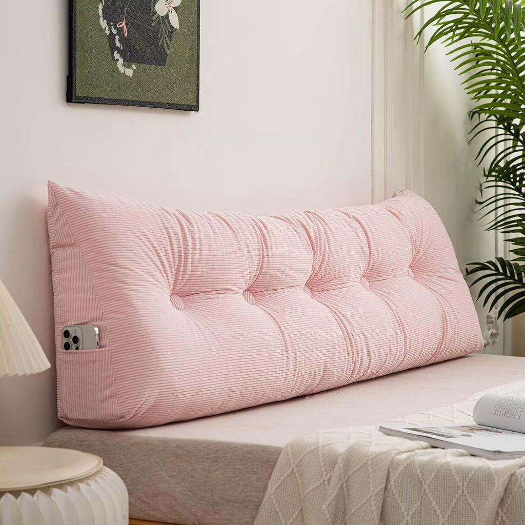 Triangular Headboard Pillow Wedge Full Pink Daybed Pillows Bed Headboard Wedge Bed Rest Reading Back Cushion Lumbar Positioning…