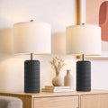 PoKat Small Table Lamps Set of 2 for Bedroom, 20.75'' Matte-Textured Farmhouse Ceramic Bedside Lamps for Night Stands, Stone-Like Modern…