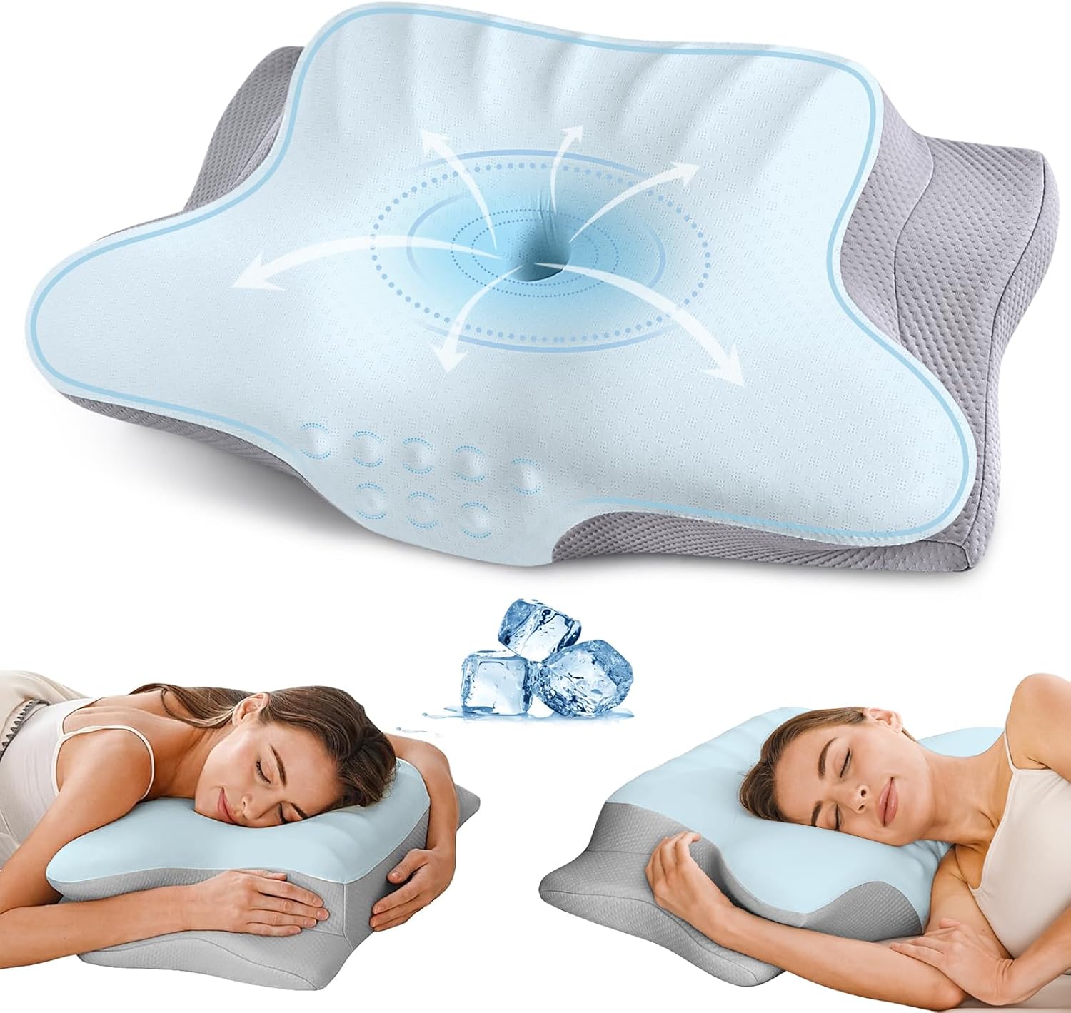 Ylekto Cervical Neck Pillow for - Ergonomic Memory Foam Pillows for Sleeping, Cooling Side Sleeper Pillow for Neck Support, Contour Orthope…