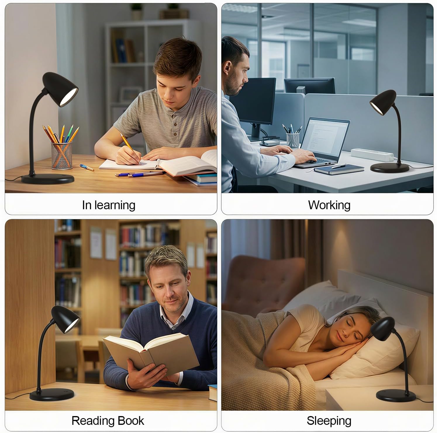 LED Desk Lamp for Home Office,3 Light Colors, Table Lamp, Dimmable Reading Light for Bedside Small Desk Lamp for College Dorm Room, Bedroom…