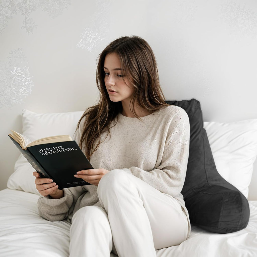 OAISZ Reading Pillow for Sitting in Bed Adult, Reading Pillow with Shredded Memory Foam, Back Pillow for Bed Sitting Up with Extend Arms…