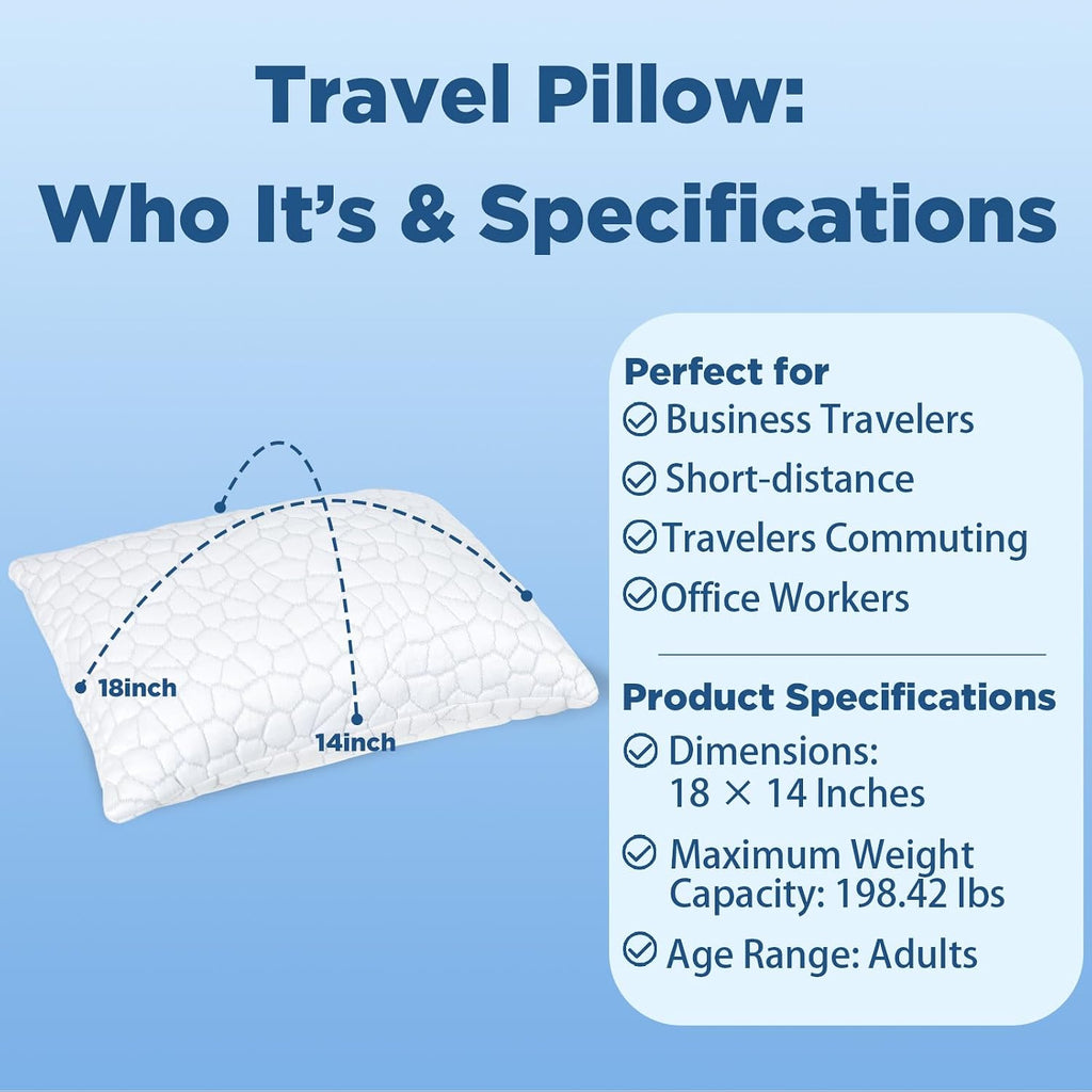 Cooling Pillow Camping Size 1 Pack, Adjustable Bed Pillows for Sleeping, Small Shredded Memory Foam Pillow for Backpacking Hiking…
