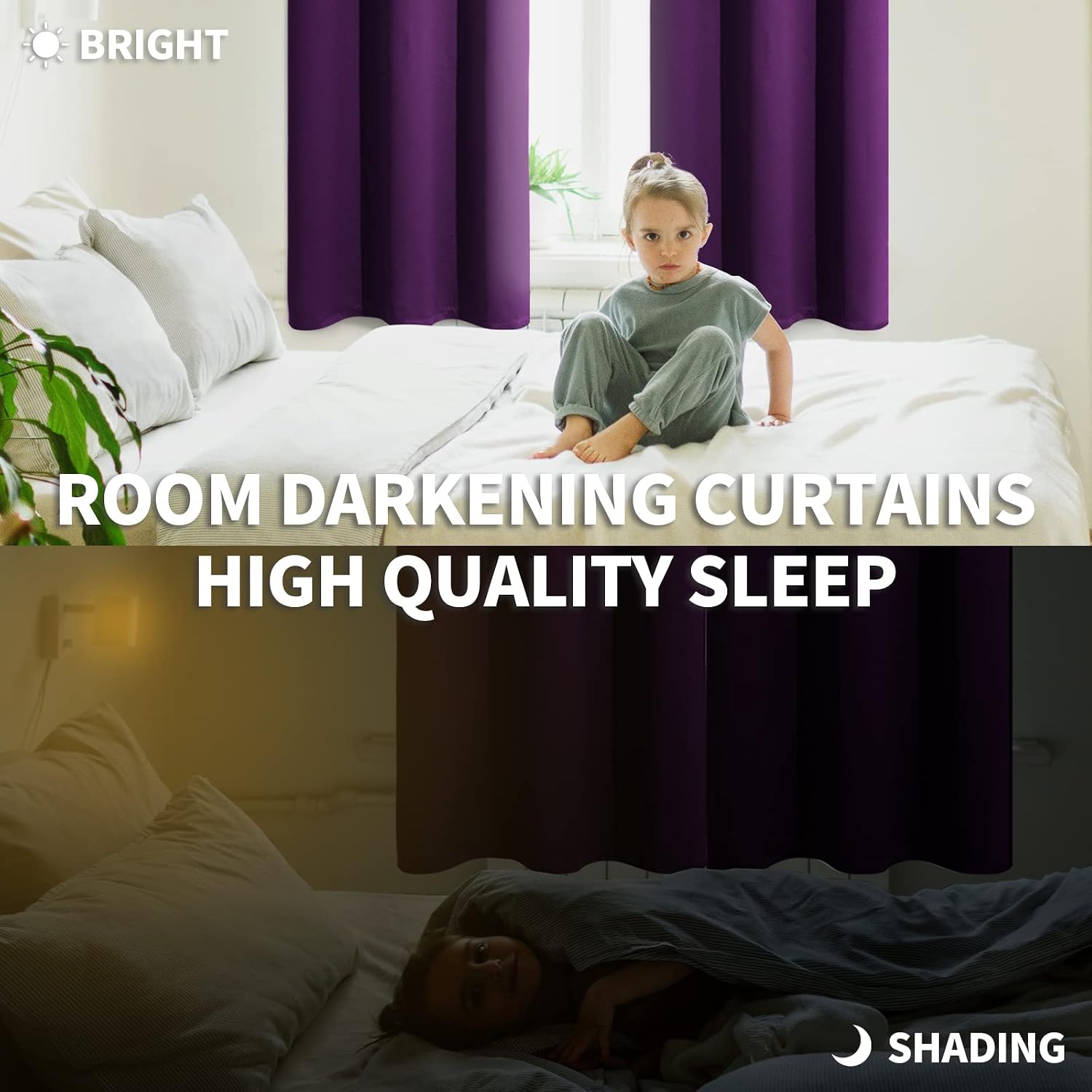 BGment Blackout Curtains for Bedroom - Grommet Thermal Insulated Room Darkening Curtains for Living Room, Set of 2 Panels (52 x 72 Inch, Pu…