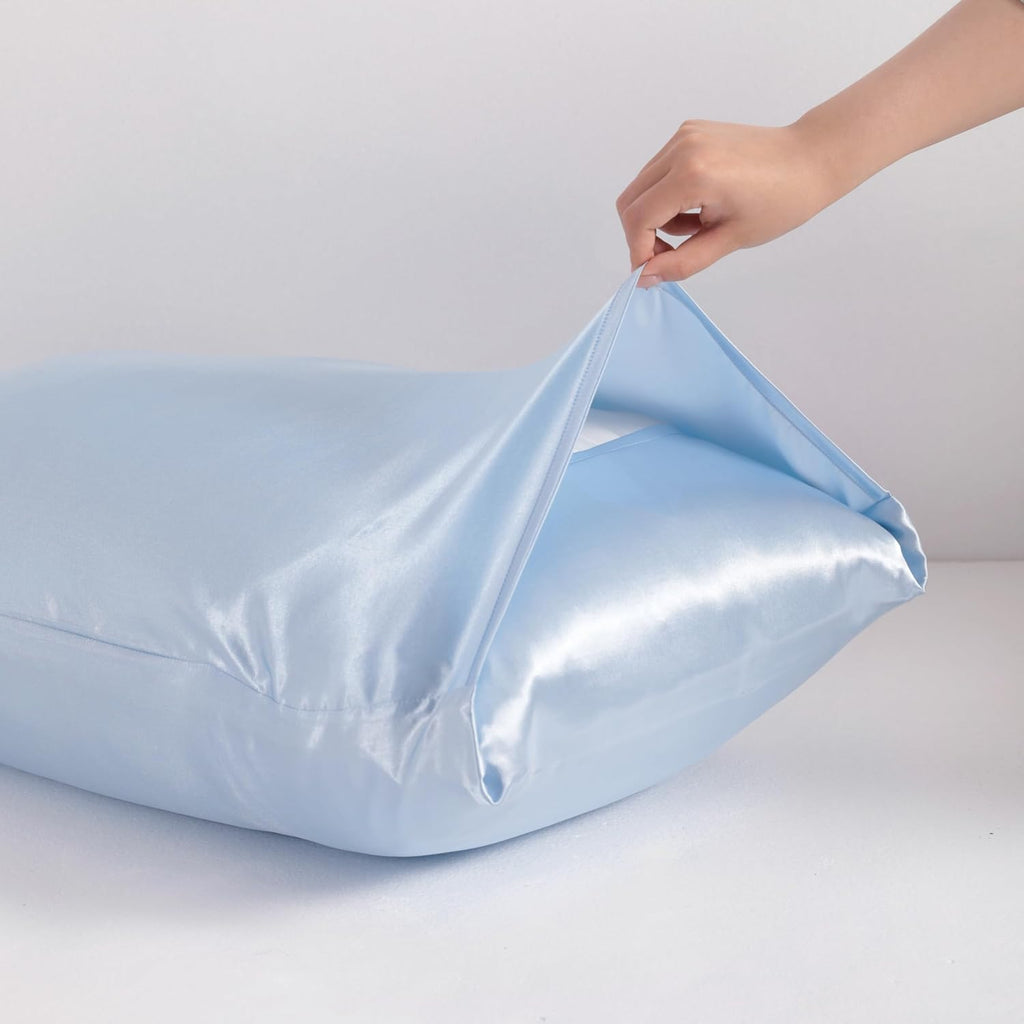 Ntbay Satin Body Pillowcase for Hair and Skin, Luxurious and Silky Pillow case with Envelope Closure, 20x54 Inches, Aqua 54 Inches