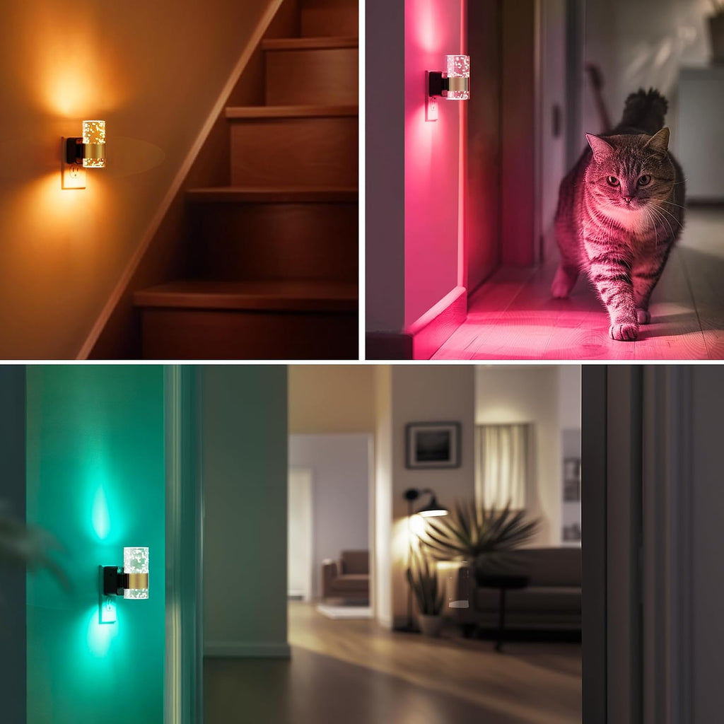 L LOHAS LED Night Light,[2-PACK] Dimmable Night Lights Plug into Wall with Remote Control, RGB Color Changing, Dusk to Dawn Sensor…