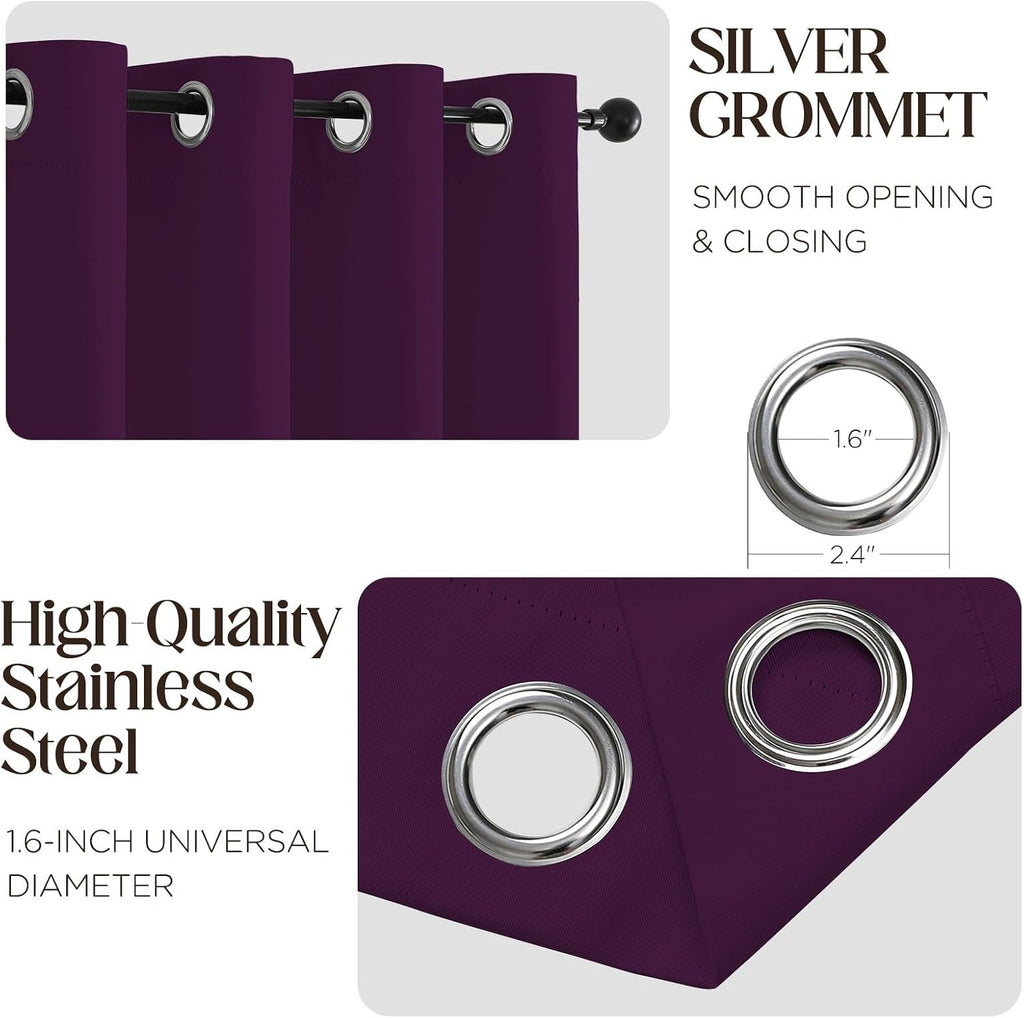 Cucraf Purple Blackout Curtains 96 inch Length 2 Panels Set, Room Darkening Drapes for Living Room Bedroom, Thermal Insulated Light Blockin…