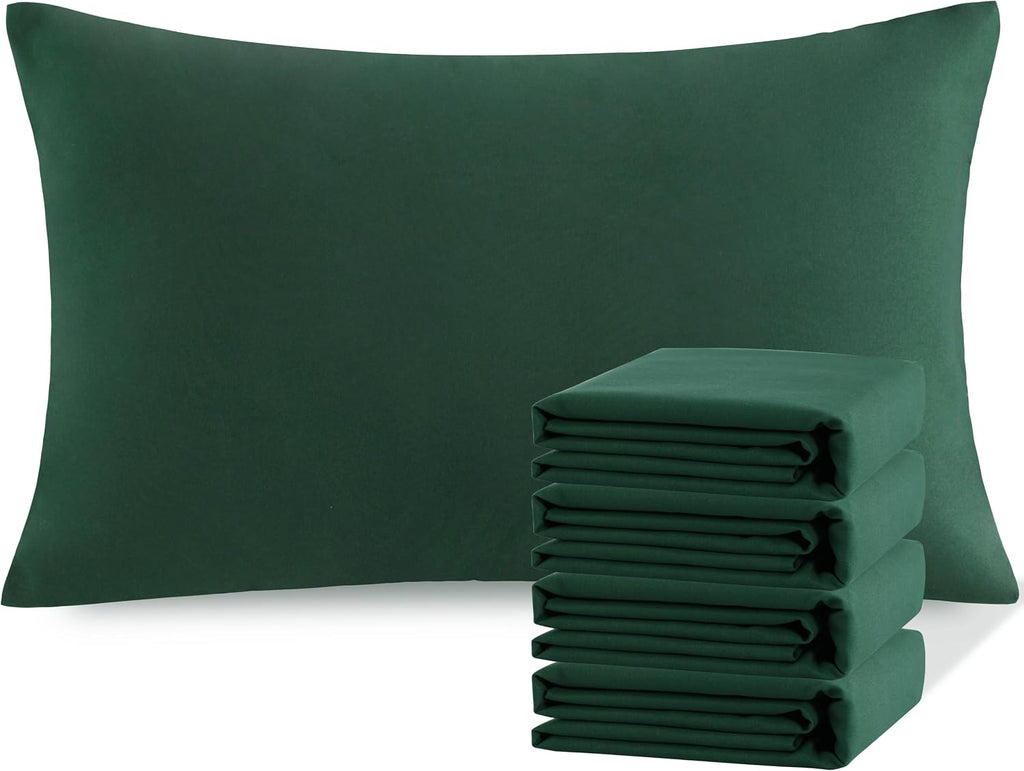 Ntbay Queen Pillowcase Set - 4 Pack Brushed Microfiber 20x30 Pillowcases - Soft, Wrinkle-Free, Fade-Resistant, Stain-Resistant, Dark Green…