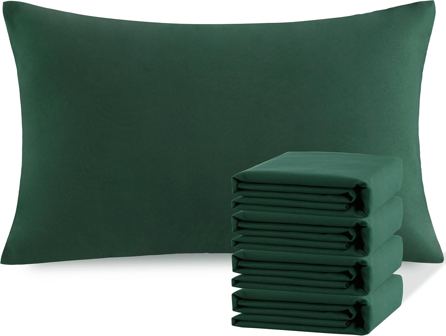 Ntbay Queen Pillowcase Set - 4 Pack Brushed Microfiber 20x30 Pillowcases - Soft, Wrinkle-Free, Fade-Resistant, Stain-Resistant, Dark Green…