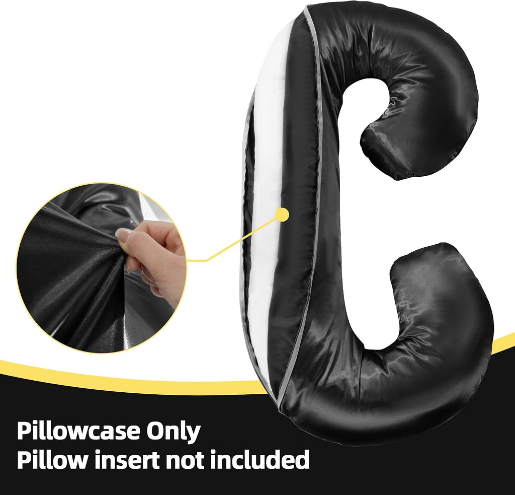 Balapet Silky Satin Pregnancy Pillow Cover (ONLY Pillowcase), C Shaped Large Luxurious Smooth Maternity Pillow Cover with Hidden Zip, Soft…