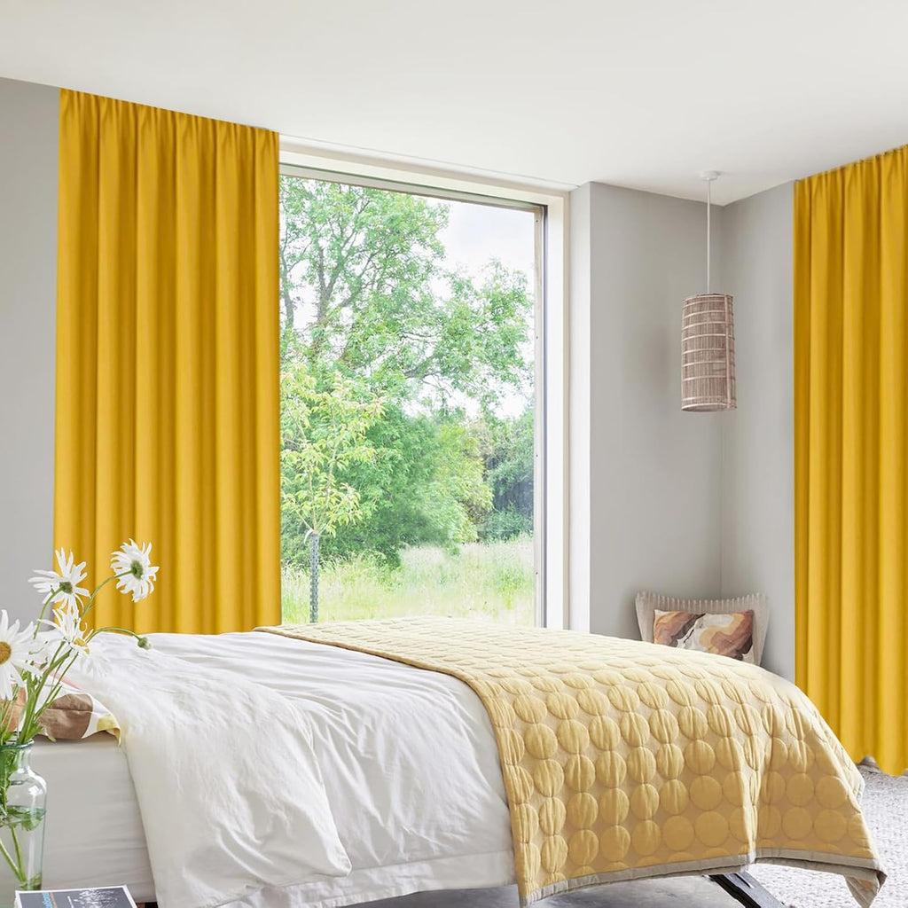 Dwcn Yellow Room Darkening Blackout Curtains - Thermal Insulated Privacy Energy Saving Window Curtain Drapes 52 x 45 inch Length, Set of 2…