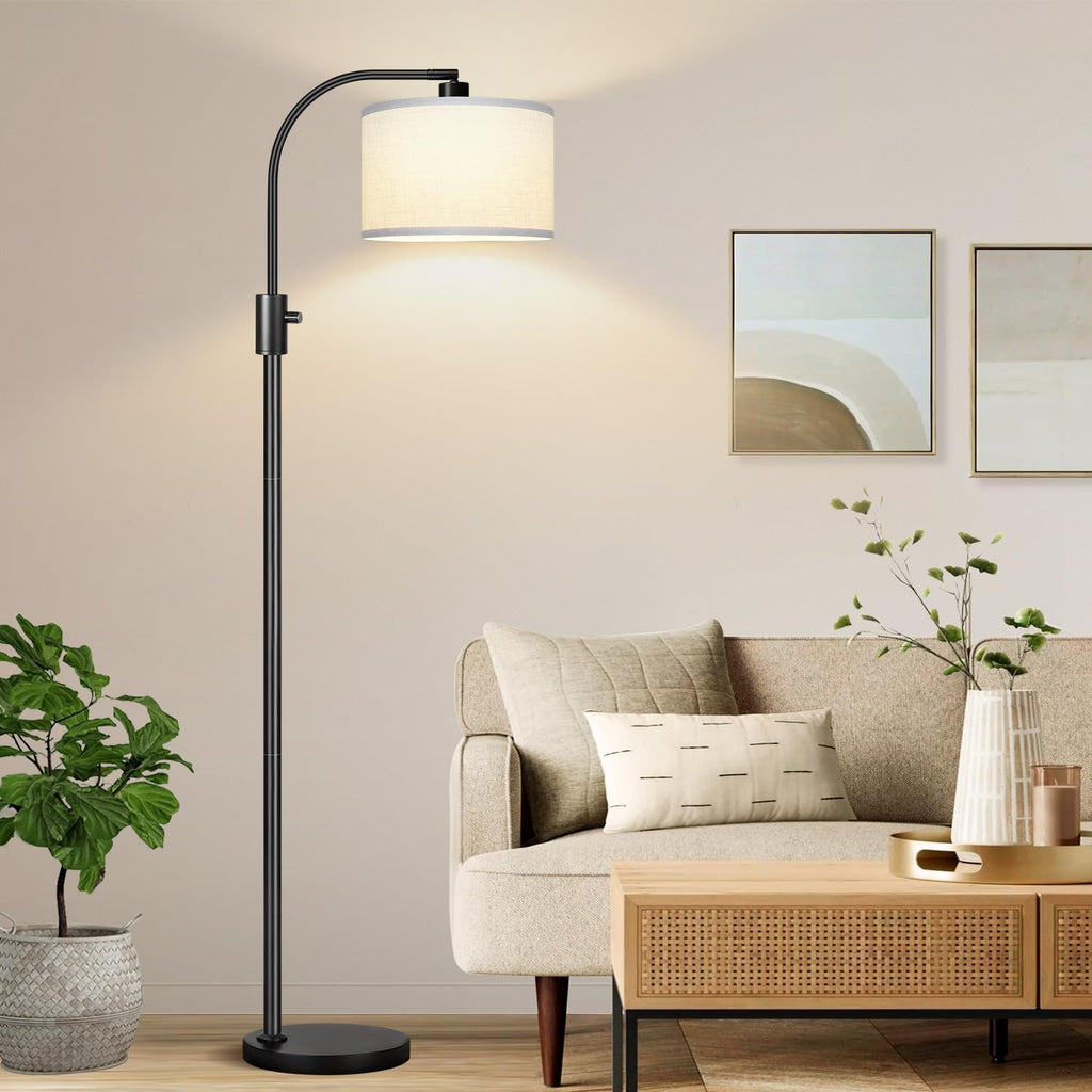 Nintiue Upgraded Modern Arc Dimmable Tall Standing Floor Lamp with White Shade, 1200 Lumens LED Bulb Included, for Living & Reading Room…