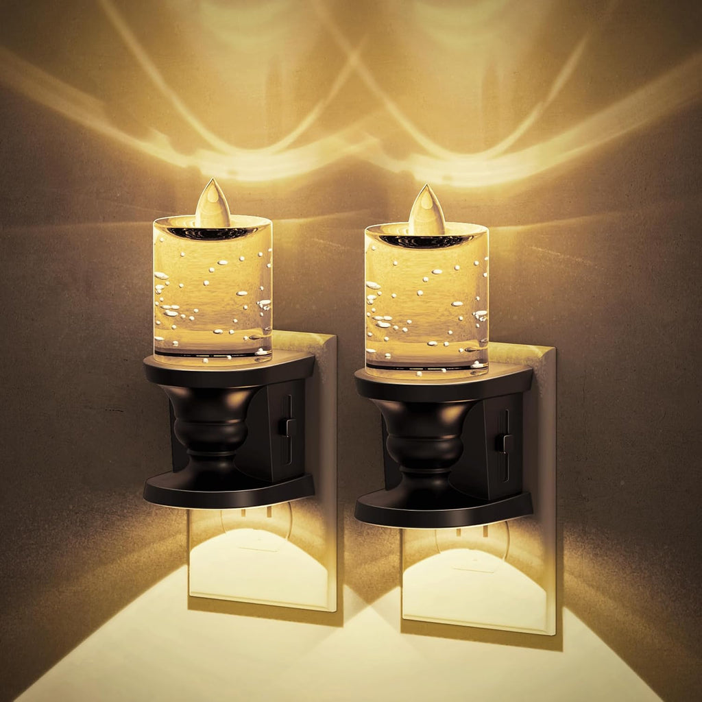 JandCase Night Light, Candle Night Lights Plug into Wall, 2 Pack Flameless Flickering Candle Nightlight, 0-100LM Dimmable LED…