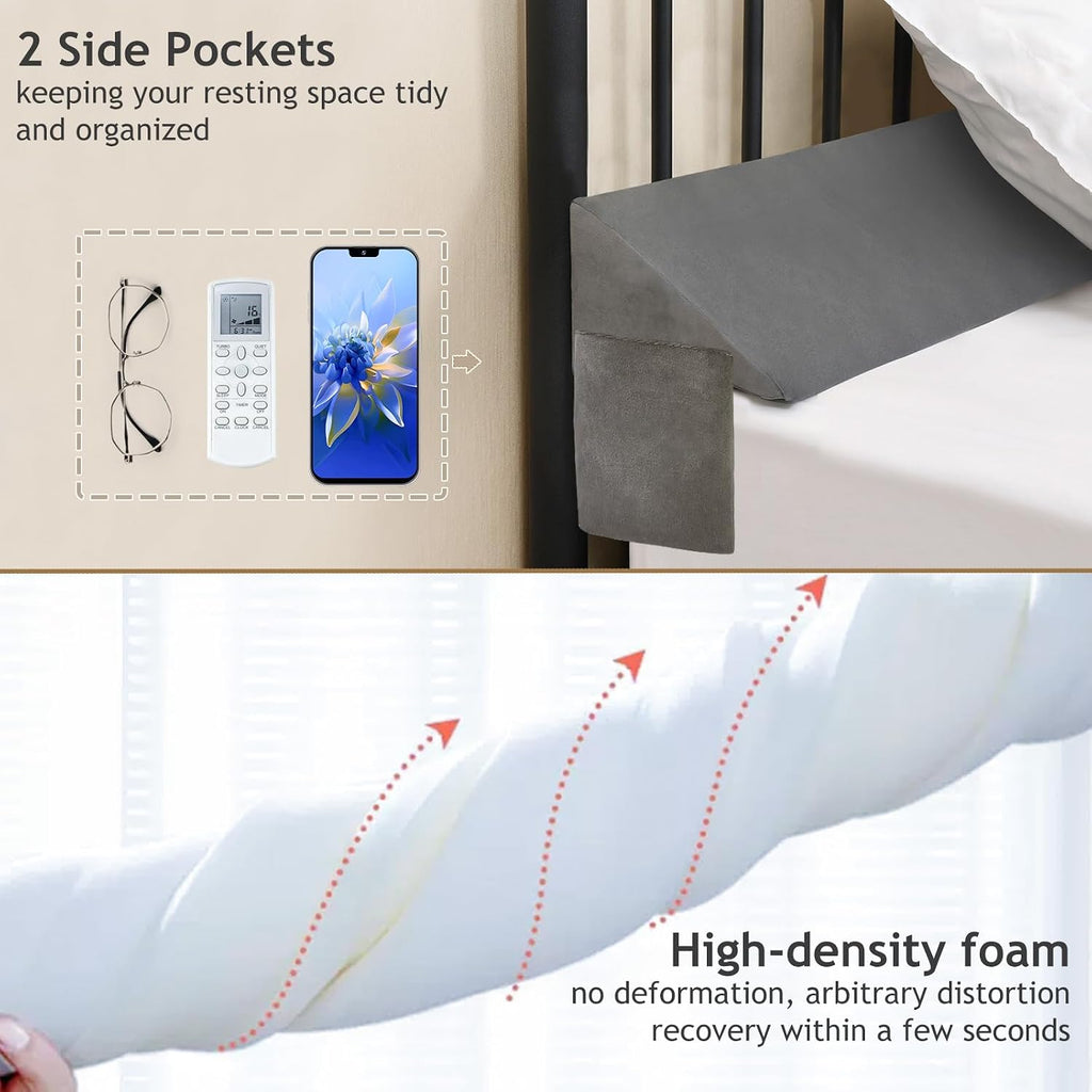 Vekkia Cal King Bed Wedge Pillow for Headboard Gap Filler(0-5"), High-Density Foam, Prevents Pillows & Items Loss, Ergonomic Design, Large…