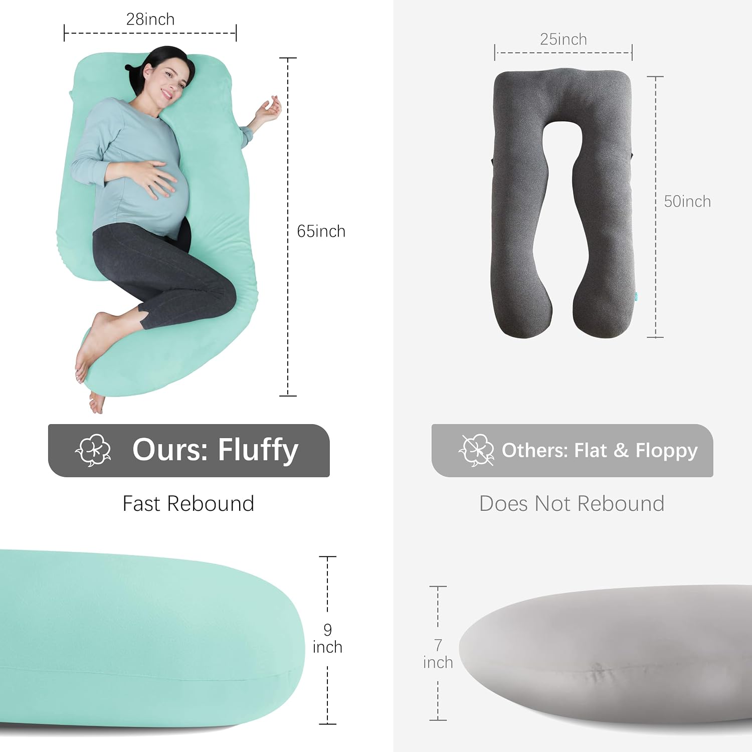 Moonpark MOON PARK Pregnancy Pillows for Sleeping - U Shaped Full Body Maternity Pillow with Removable Cover - Support for Back, Legs, Bell…