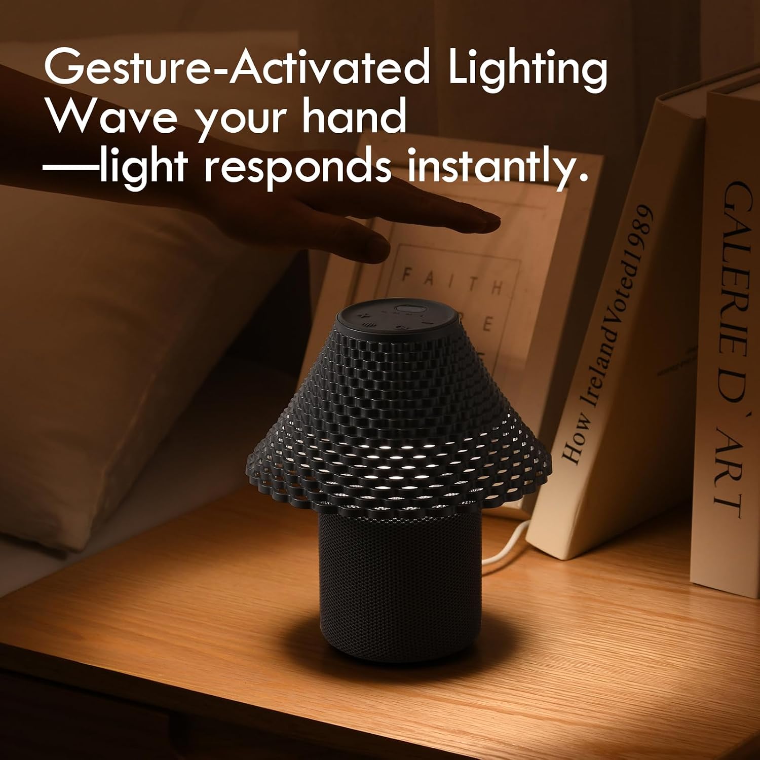 Bedside Table Lamp with White Noise Machine - 10 Soothing Sounds, Gesture Control Sensor & Dimmable Night Light - 30/60/90 Min Auto-Off…