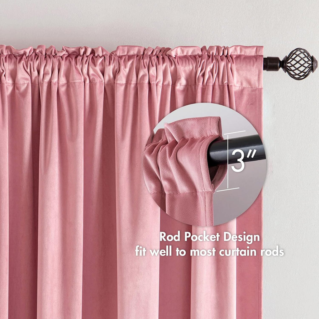 MIULEE Blush Pink Velvet Curtains Thermal Insulated Blackout Curtain Drapes for Bedroom Living Room Darkening 108 Inches Long Curtains…