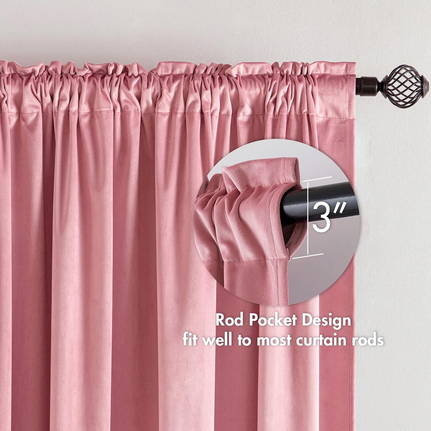 MIULEE Blush Pink Velvet Curtains Thermal Insulated Blackout Curtain Drapes for Bedroom Living Room Darkening 108 Inches Long Curtains…