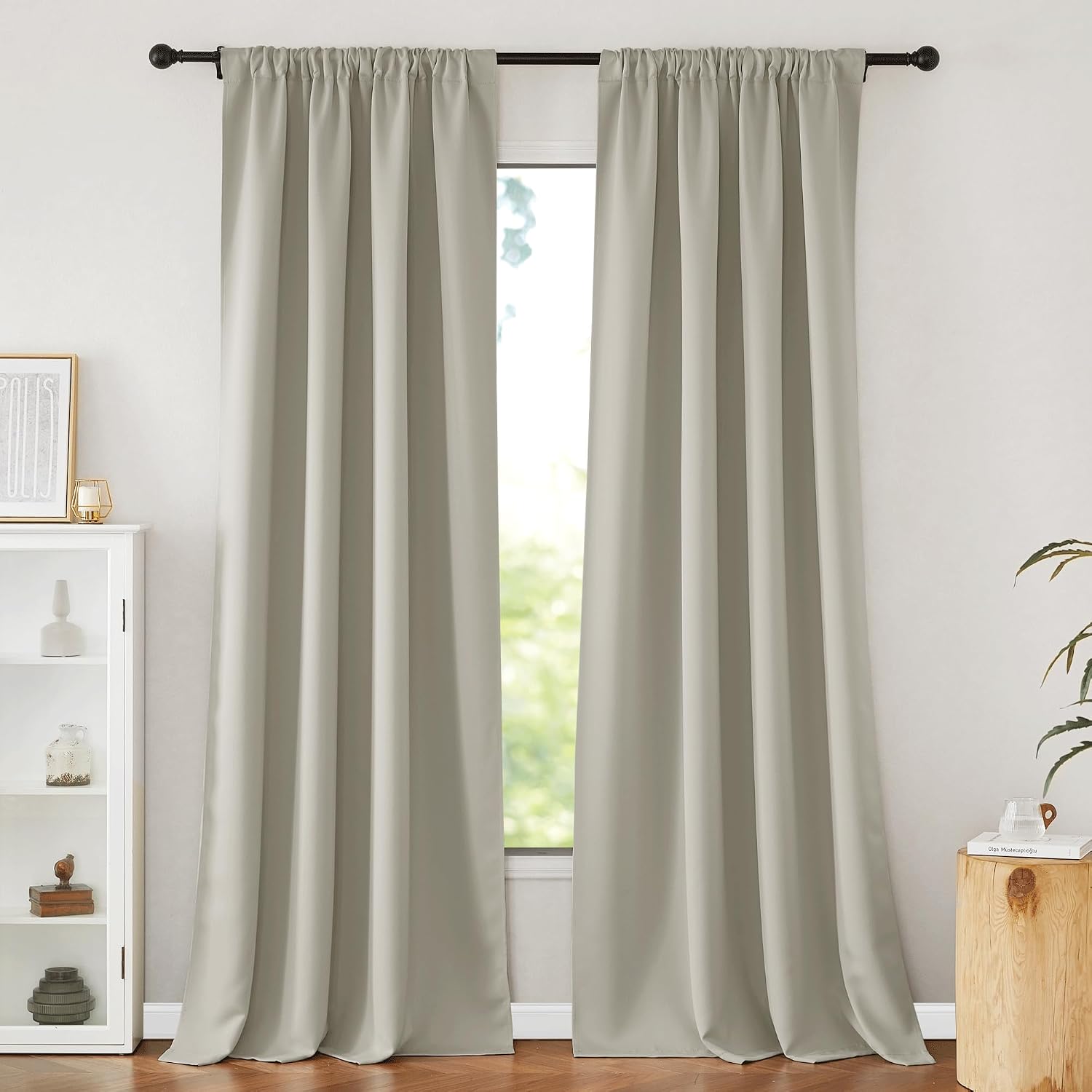 Nicetown Natural Curtains 108" Length for Living Room, Room Darkening Drapes Thermal Insulated Luxury and Thick Window Ceiling Panels for F…